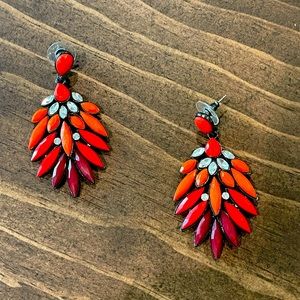 Red ombré statement earrings